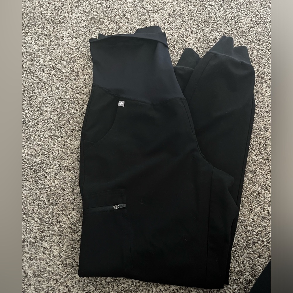 women's Black Zamora Maternity -  Jogger Scrub Pants - XSM